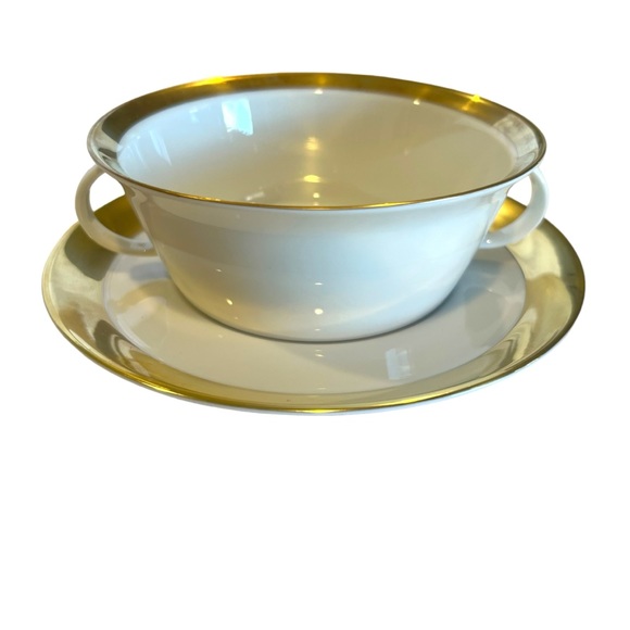 1-Rosenthal Kurfurstendamm Soup Bowl, White Porcelain with Gold Thick Trim, - Picture 1 of 7